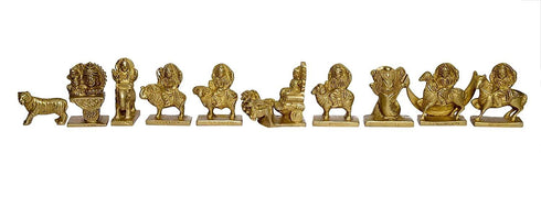 Brass 9 Planets Navagraha Statue 3.02Kg